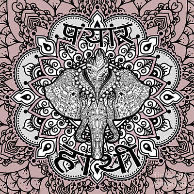 Abstract Alcohol Inks - Ornate Hindu Elephant  by Valentina Hramov