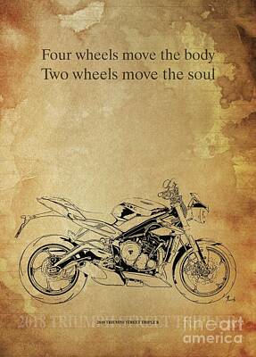 Truck Art Rights Managed Images - 2018 Triumph Street Triple R,Original Artwork. Motorcycle quote Royalty-Free Image by Drawspots Illustrations