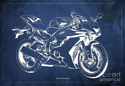 John William Waterhouse - 2019 Yamaha YZF-R6 Original Artwork Gift for bikers Garage Decoration by Drawspots Illustrations