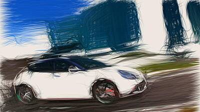 Sports Digital Art - Alfa Romeo Giulietta Draw by CarsToon Concept