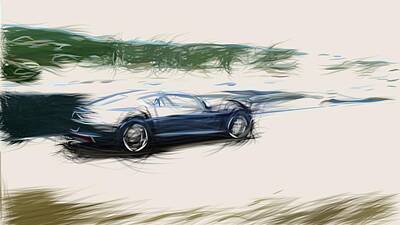 Outdoor Graphic Tees Rights Managed Images - Aston Martin Rapide Draw Royalty-Free Image by CarsToon Concept