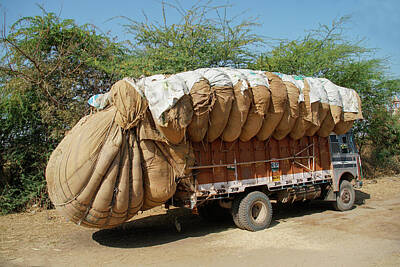 Lego Art - Loaded Truck in Rajasthan on the Road by Carol Ailles