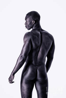 Recently Sold - Athletes Photos - Totally naked black young male bodybuilder by Stefano C