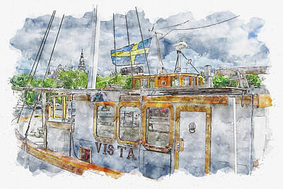 Transportation Digital Art - Boat #watercolor #sketch #boat #water by TintoDesigns