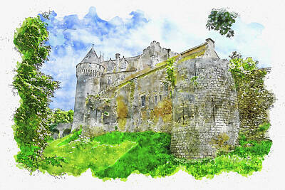 Fantasy Digital Art - Castle #watercolor #sketch #castle #architecture by TintoDesigns