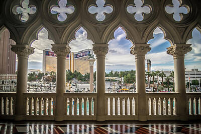 Vintage Movie Posters Royalty Free Images - Fancy luxurious lobby balcony at venetian las vegas Royalty-Free Image by Alex Grichenko