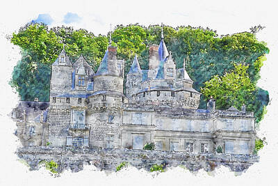Fantasy Digital Art - Castle #watercolor #sketch #castle #architecture by TintoDesigns