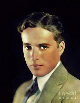 Actors Digital Art - Charlie Chaplin, Vintage Movie Legend by Esoterica Art Agency