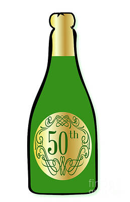 Recently Sold - Wine Digital Art Royalty Free Images - 50th Celebration Wine Bottle Royalty-Free Image by Bigalbaloo Stock