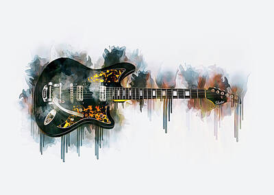 Celebrities Drawings - Electric Guitar by Ian Mitchell