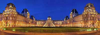Black And White Horse Photography - Musee du Louvre - Evening Panoramic by Brian Jannsen