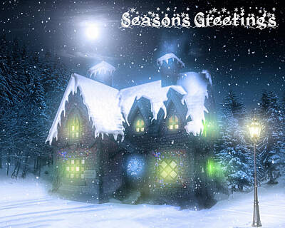 Mark Andrew Thomas Digital Art Rights Managed Images - A Country Christmas - Greeting Royalty-Free Image by Mark Andrew Thomas