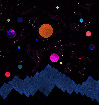 Mountain Mixed Media - A dark night on planet X by David Lee Thompson