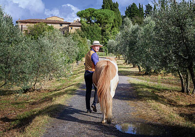 Pixel Art Mike Taylor - A Man and His Horse Tuscany Italy by Joan Carroll