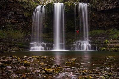 Cubism Food Art - A person behind Sgwd yr Eira waterfall in Brecon beacons national park in Wales. by George Afostovremea