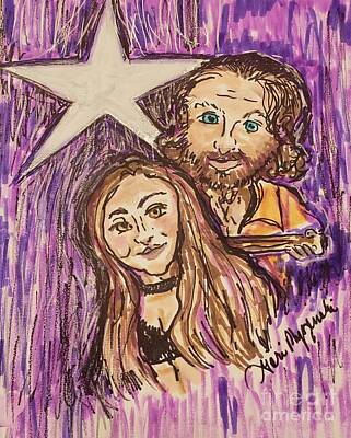 Recently Sold - Music Mixed Media - A Star is Born Lady GaGa and Bradley Cooper by Geraldine Myszenski