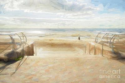 Beach Mixed Media - A stroll along Blackpool Beach by Linsey Williams