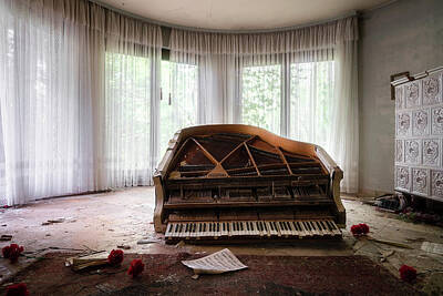Road And Street Signs - Abandoned Piano with Flowers by Roman Robroek