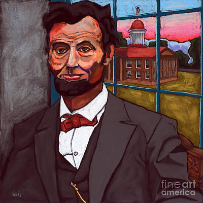 Politicians Rights Managed Images - Abraham Lincoln at Sunset Overlooking The Old State  Capitol Royalty-Free Image by David Hinds