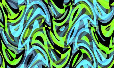 Christmas Trees - Abstract Waves Painting 006082 by CarsToon Concept
