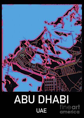 World Forgotten - Abu Dhabi City Map by HELGE Art Gallery