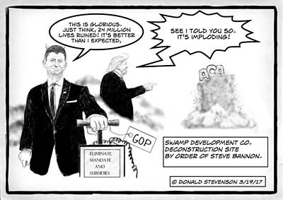 Comics Drawings - ACA Republican Implosion by Donald Stevenson