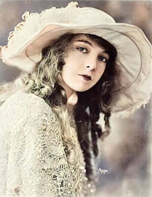 Painted Liquor - Actress Lillian Gish colorized by Ahmet Asar by Celestial Images