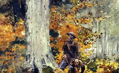 Achieving - Adirondack Woods, Guide and Dog Winslow Homer by Celestial Images