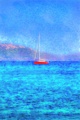 Tennis - Aegean Red Yacht Art by David Pyatt