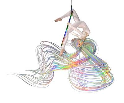 Athletes Digital Art - Aerial Hoop Dancing Ribbons for Her Hair PNG by Betsy Knapp