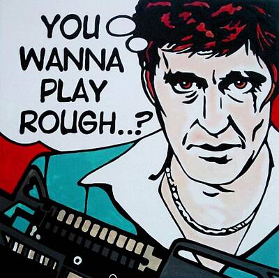 Comics Royalty-Free and Rights-Managed Images - AL PACINO - TONY MONTANA SCARFACE Portrait Comics by Artista Fratta