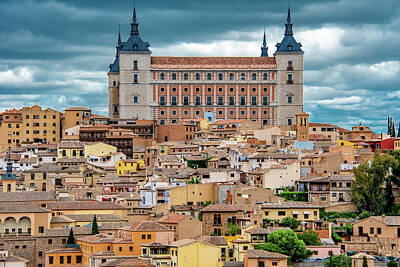 Think Pink Tees Rights Managed Images - Alcazar of Toledo High Above the City Royalty-Free Image by Marcy Wielfaert