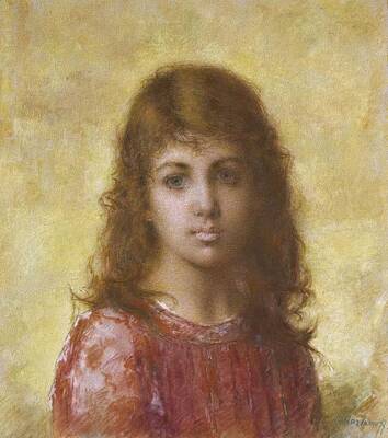 Wild Horse Paintings - Alexei Harlamoff,  Portraif of a Young girl 26 by Celestial Images