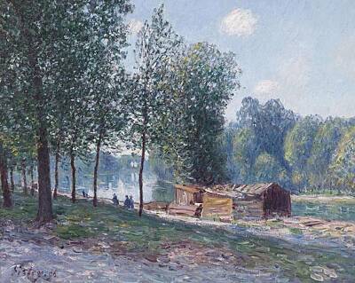 Beach House Shell Fish - Alfred Sisley 1839 - 1899 CABANES WATERFRONT LOING, EFFECT OF MORNING by Alfred Sisley