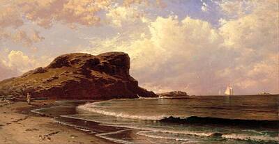 Monochrome Landscapes - Alfred_T._Bricher_-_Castle_Rock,_Nahant,_Massachusetts by Alfred T Bricher