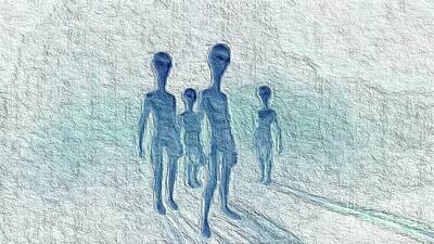 Science Fiction Paintings - Alien Watchers by Esoterica Art Agency