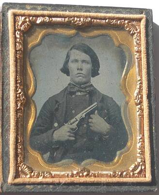 Travel Luggage Royalty Free Images - Ambrotype Possible Civil War Soldier Confederate w  Pistol Royalty-Free Image by Celestial Images