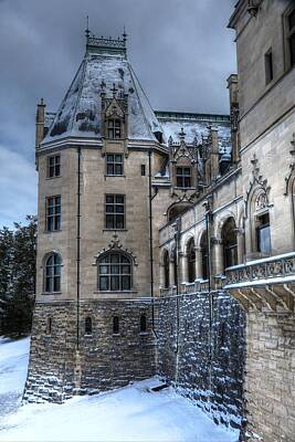 Landmarks Rights Managed Images - American Castle In Snow Royalty-Free Image by Carol Montoya