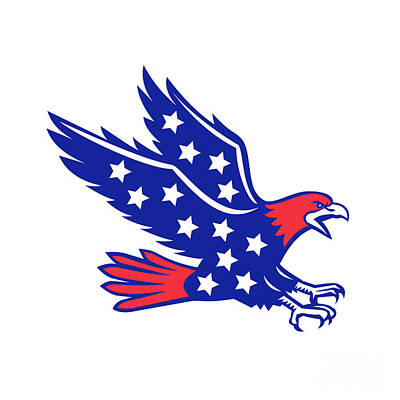 The Stinking Rose - American Eagle Swooping Stars Icon by Aloysius Patrimonio