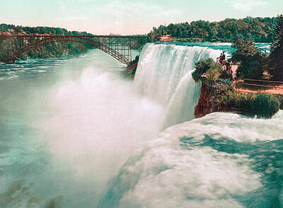 Landmarks Royalty-Free and Rights-Managed Images - American Falls of Niagara - Photochrom - 1898 by War Is Hell Store