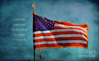 Politicians Rights Managed Images - American Flag and Abraham Lincoln Royalty-Free Image by Debby Pueschel