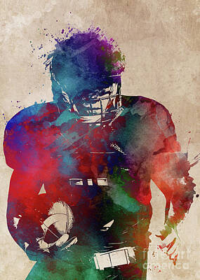 Football Digital Art - American football player by Justyna Jaszke JBJart