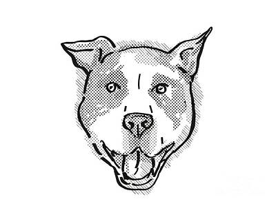 The Bunsen Burner - American Pit Bull Terrier Dog Breed Cartoon Retro Drawing by Aloysius Patrimonio