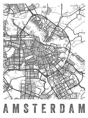 Parisian Bistro - Amsterdam Netherlands Street Map - NEAM01 by Aged Pixel