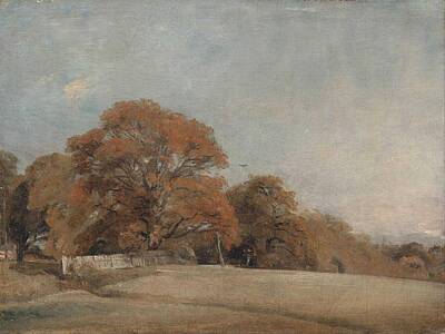 Western Buffalo Royalty Free Images - An Autumnal Landscape At East Bergholt John Constable Royalty-Free Image by Celestial Images