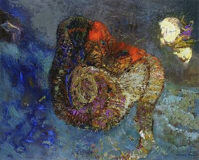Cat Tees Royalty Free Images - Andromeda, 1907 Royalty-Free Image by Odilon Redon