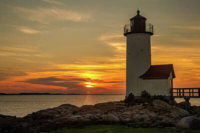Morocco - Annisquam Lighthouse And Setting Sun by Tim Kirchoff