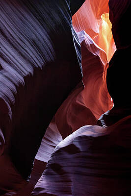 Abstract Landscape Photos - Antelope Canyon Light From Within The Shadows by Gregory Ballos
