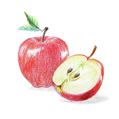 Food And Beverage Paintings - Apples by Masha Batkova
