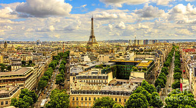 Paris Skyline Royalty Free Images - Arch of Triumph panorama Royalty-Free Image by Benny Marty